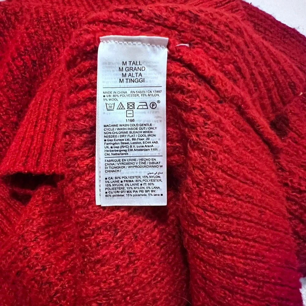 Old Navy Red Black Speckled Flecked‎ Knit Christmas Sweater Medium Tall